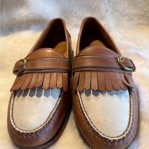 Cole Haan Brown and Cream Leather Loafers